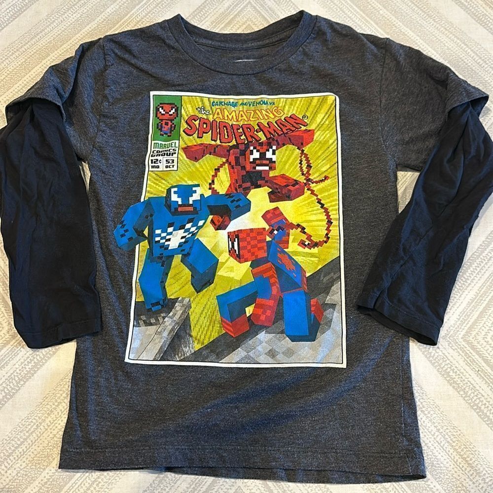 Marvel Boys Shirt on Shirt Spider-Man Graphic Long Sleeve Shirt